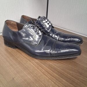 Mezlan "Duke II" Blue Genuine Patent Leather Oxford Dress Shoes 12927 Size 9.5